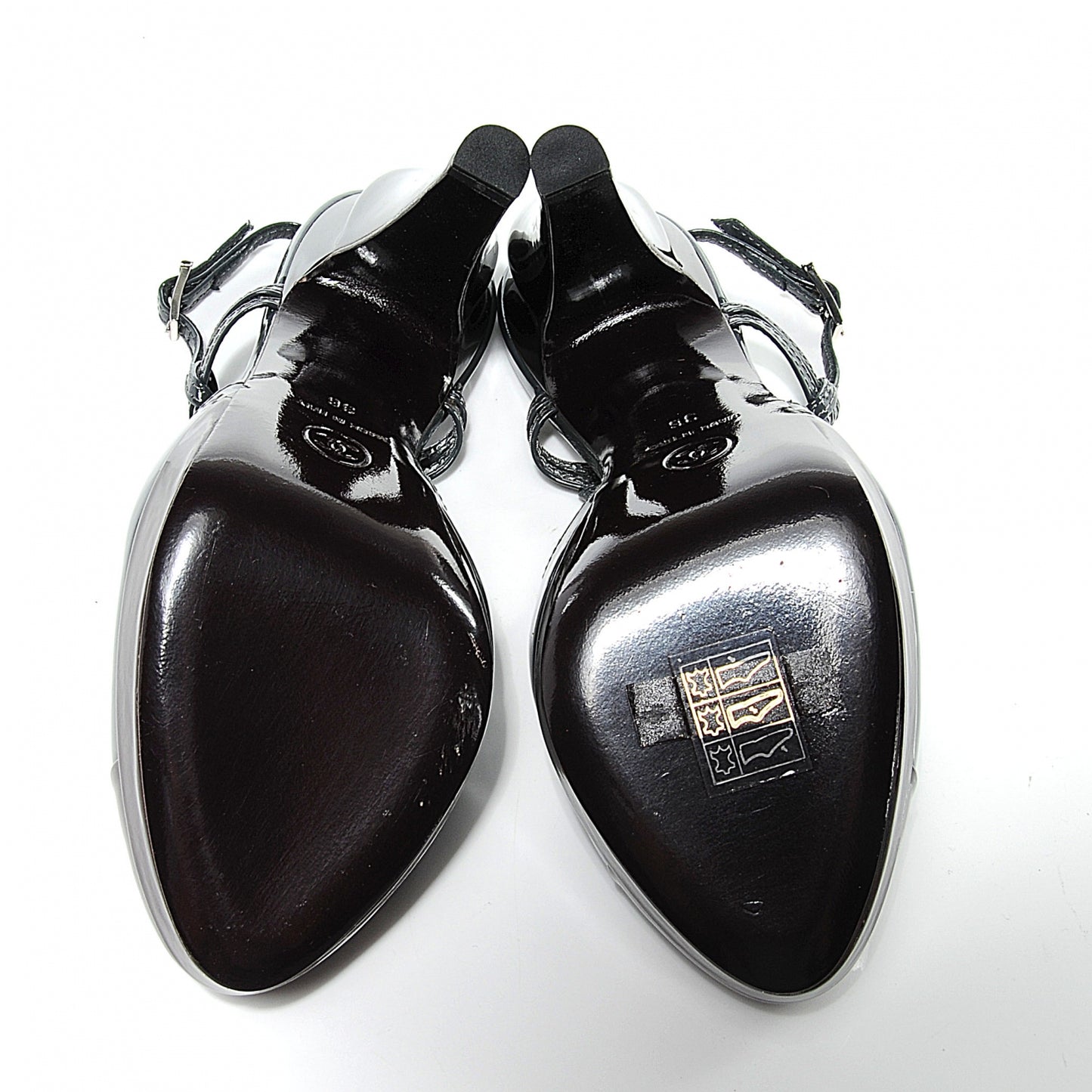 Patent Cap Toe Sling Back Pumps 36 Grey