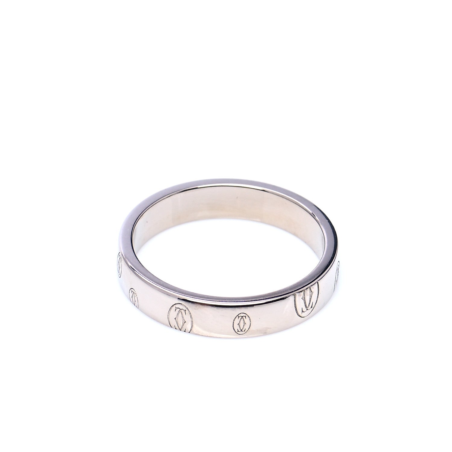Cartier 18K White Gold 4mm Happy Birthday Band Ring 56 7.5 5 of 5