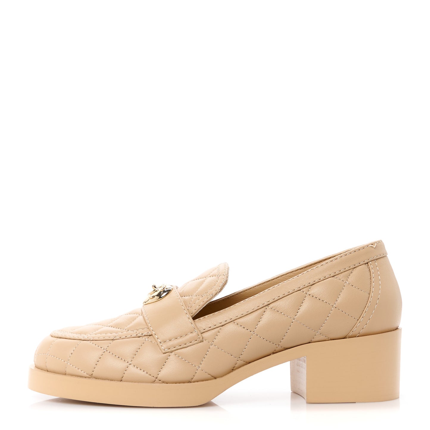 Lambskin Quilted CC Heart Loafers 37 Beige 39.5 Beige