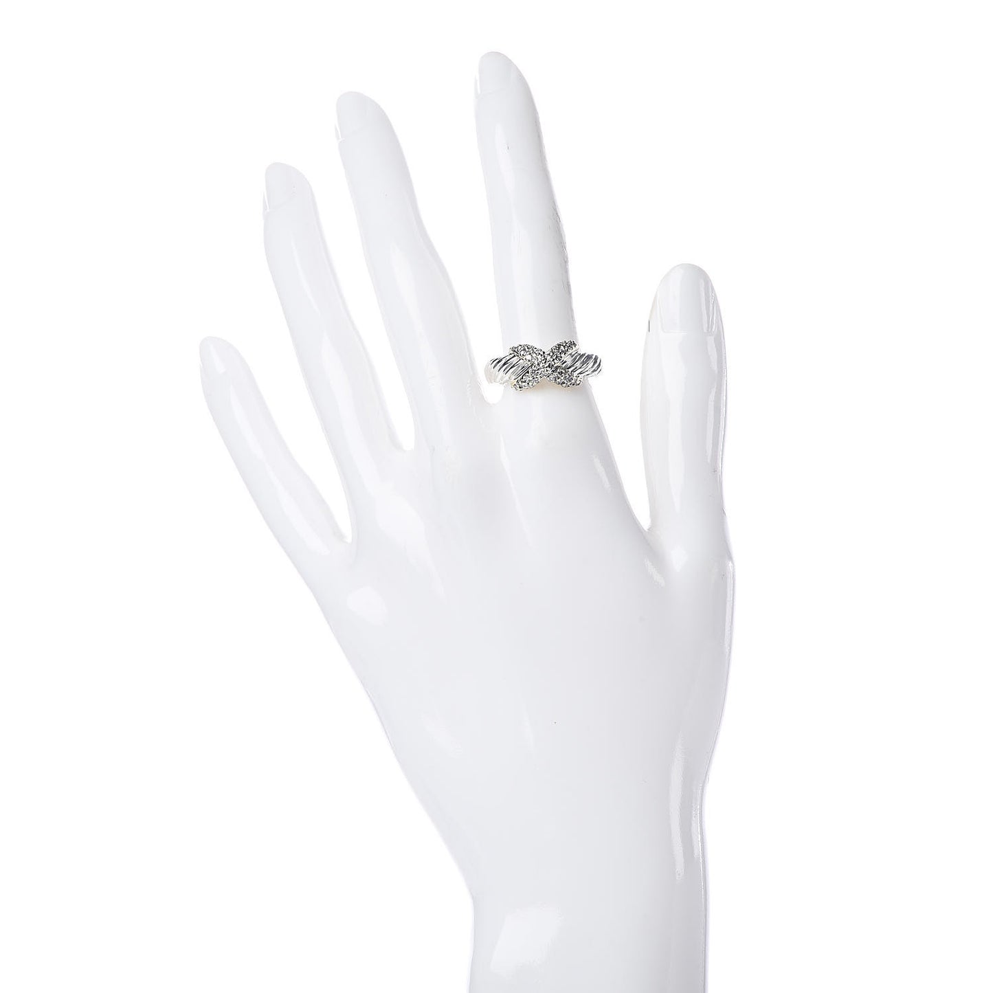 Sterling Silver 18K Yellow Gold Diamond X Ring 54 7