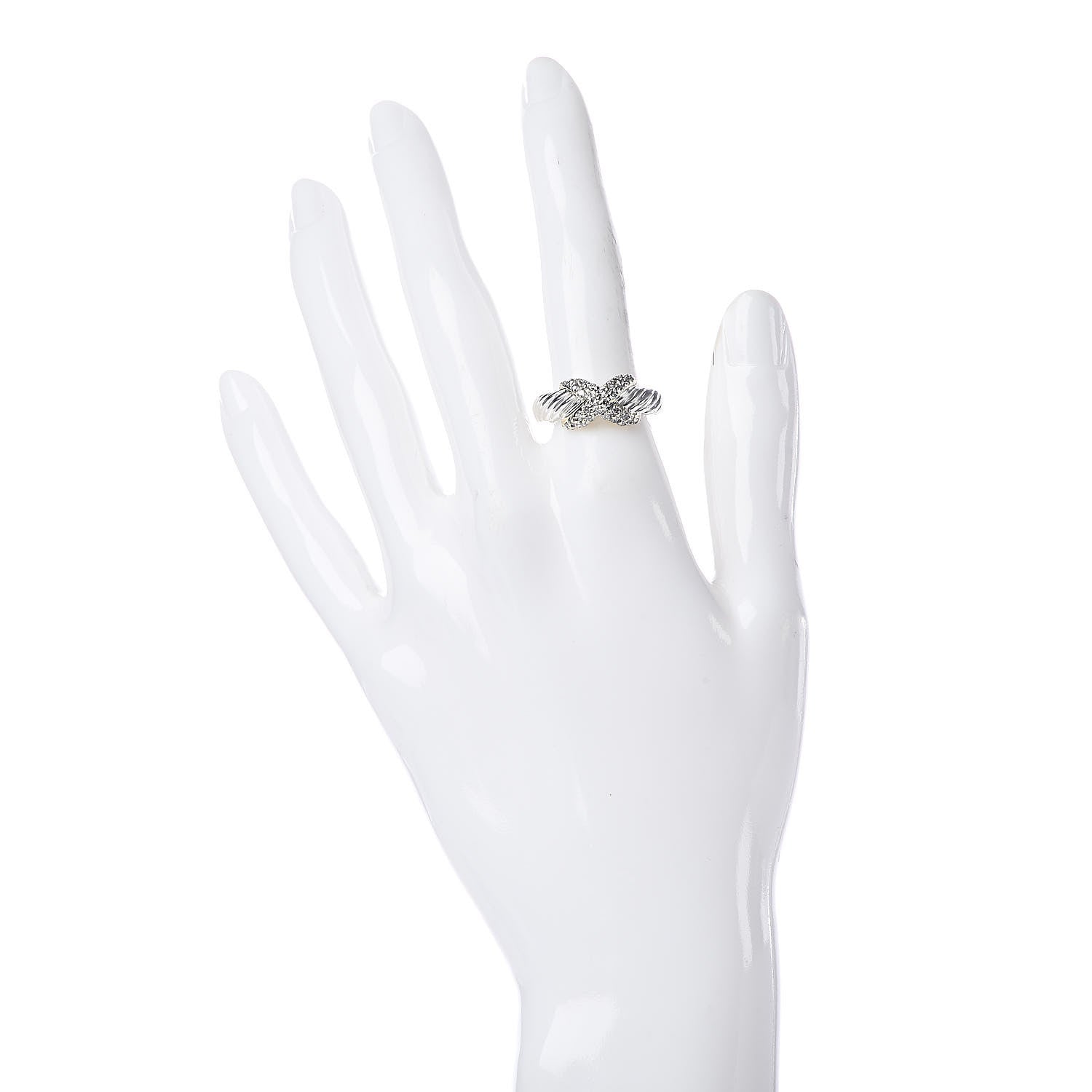 David Yurman Sterling Silver 18K Yellow Gold Diamond X Ring 54 7 2 of 5