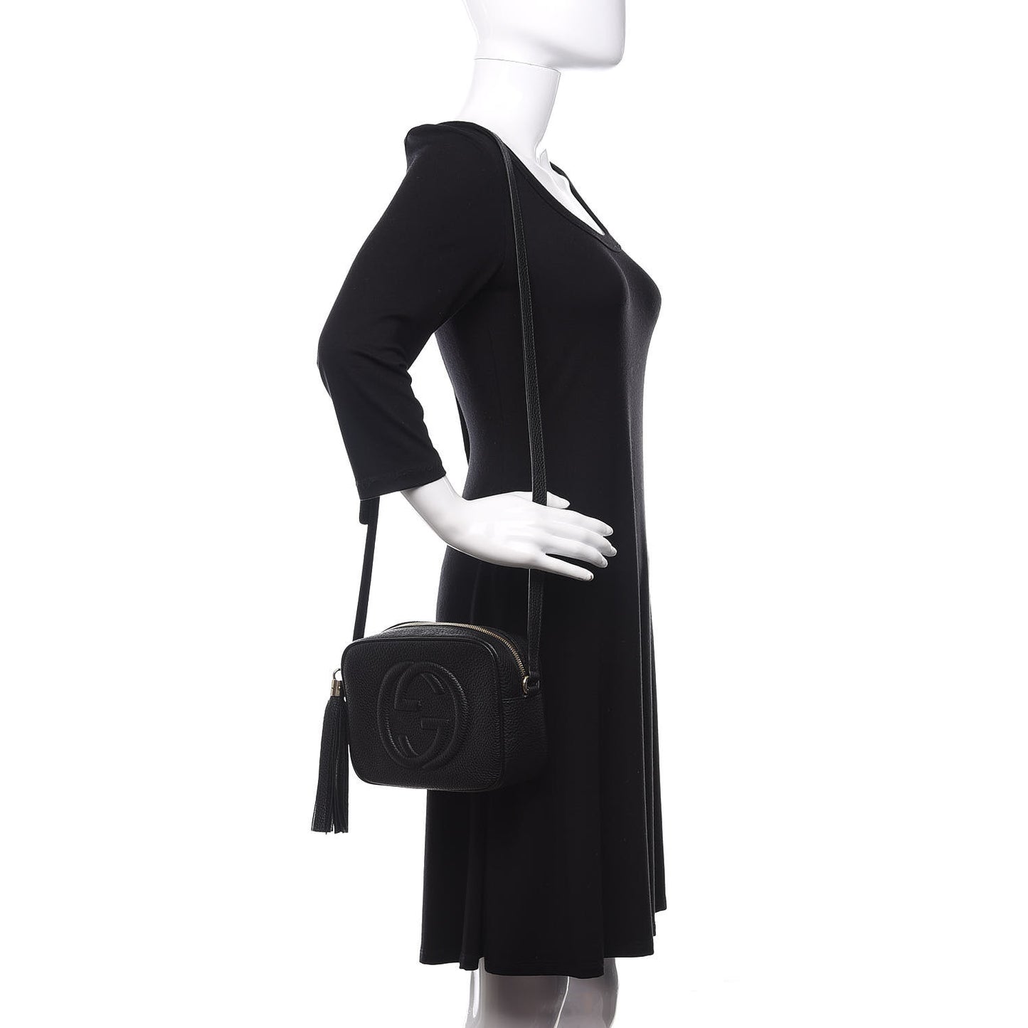 Pebbled Calfskin Small Soho Disco Bag Black