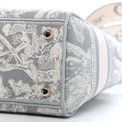 Christian Dior Canvas Toile De Jouy Reverse Embroidered Medium Lady D-Lite Gray 9 of 10