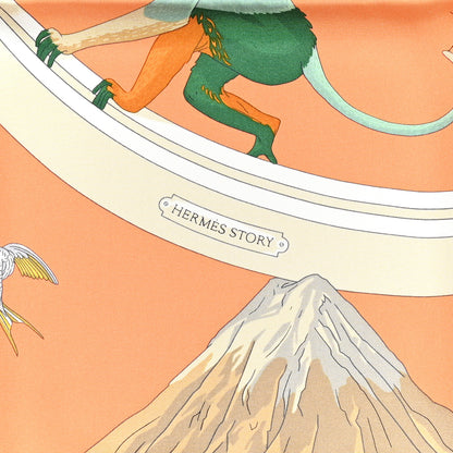 Hermes Silk Story 90 Scarf Abricot Beige Vert 2 of 5