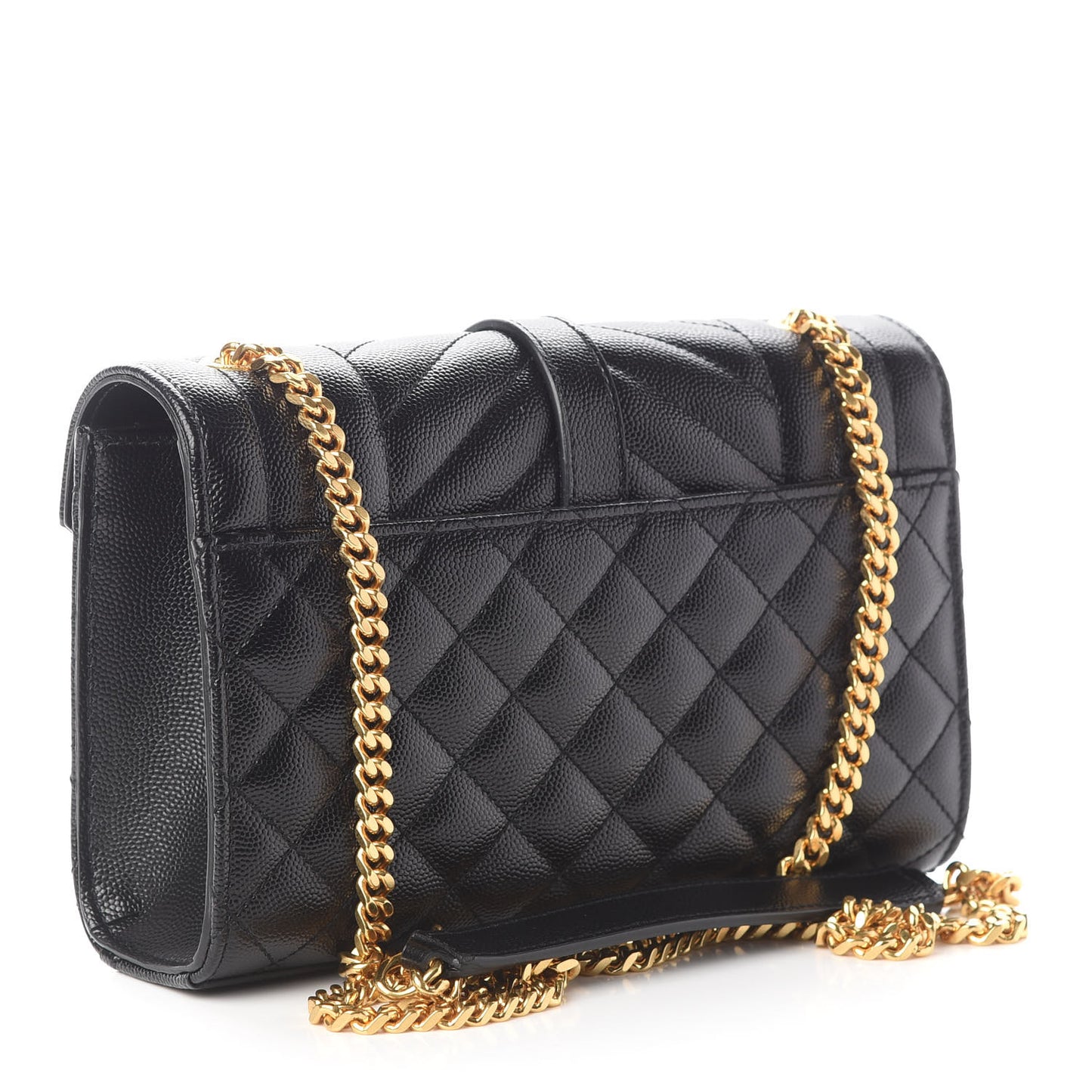 Grain De Poudre Textured Mixed Matelasse Triquilt Small Monogram Satchel Black