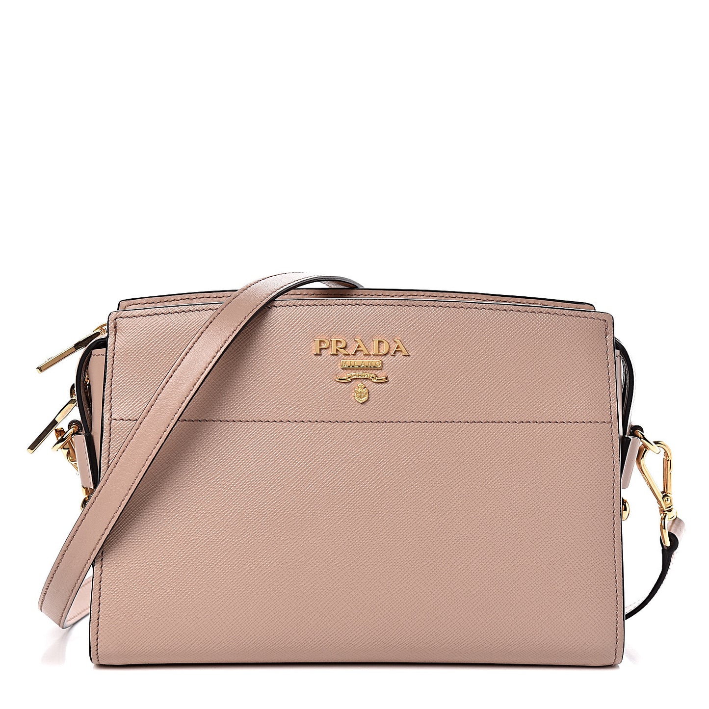 Saffiano City Calfskin Esplanade Crossbody Bag Cipria