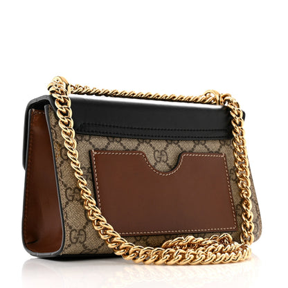 Gucci GG Supreme Monogram Calfskin Small Padlock Shoulder Bag Beige Black Cuir 2 of 10