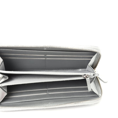 Chanel Metallic Lambskin Camellia Crystal Large Gusset Zip Around Wallet Silver 5 of 9