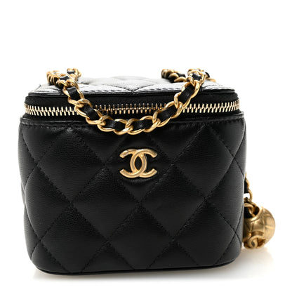 Chanel Lambskin Quilted Mini Pearl Crush Vanity Case With Chain Black 1 of 11