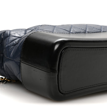 Chanel Aged Calfskin Quilted Medium Gabrielle Hobo Navy Black 16 of 19