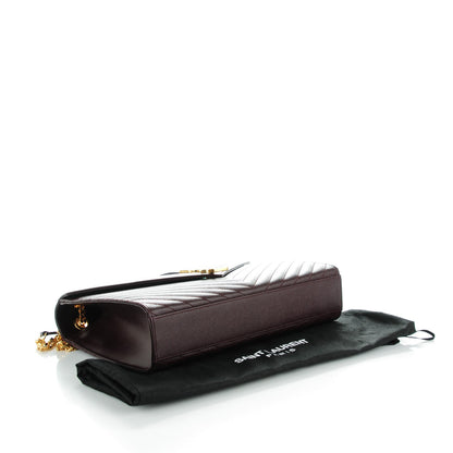 Saint Laurent Grain De Poudre Matelasse Chevron Large Monogram Satchel Burgundy 4 of 7