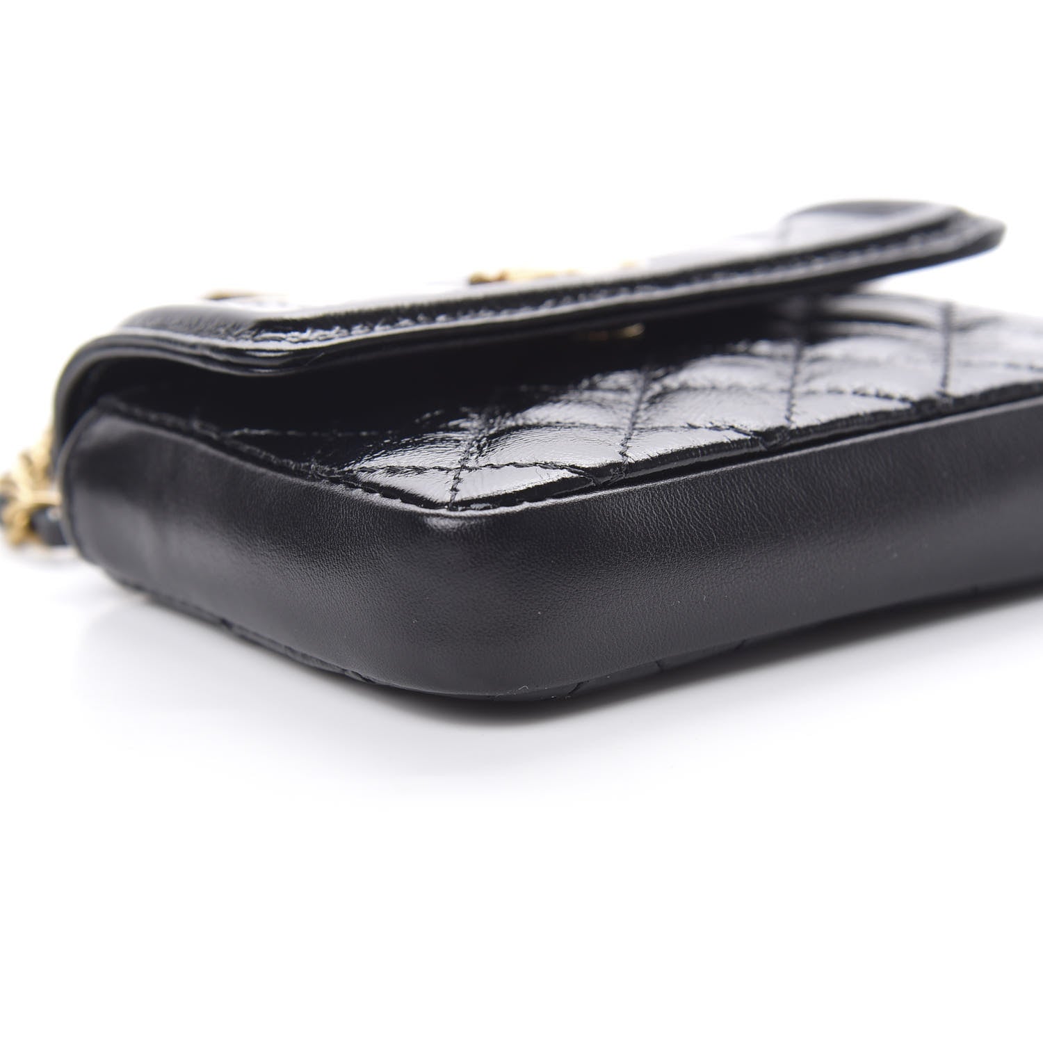 Chanel Shiny Aged Calfskin Quilted Waist Belt Bag Black 12 of 14