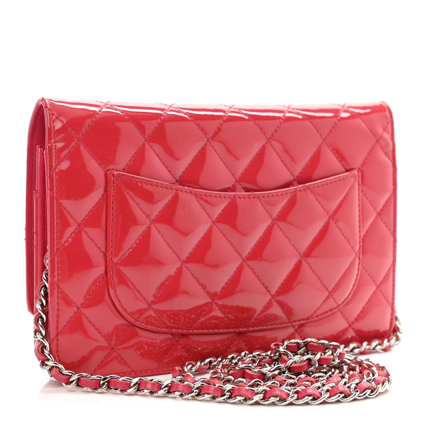 Patent Calfskin Quilted Reissue Wallet On Chain WOC Pink