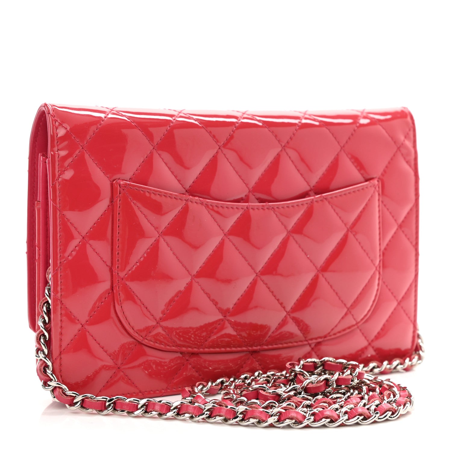 Chanel Patent Calfskin Quilted Reissue Wallet On Chain WOC Pink 3 of 12
