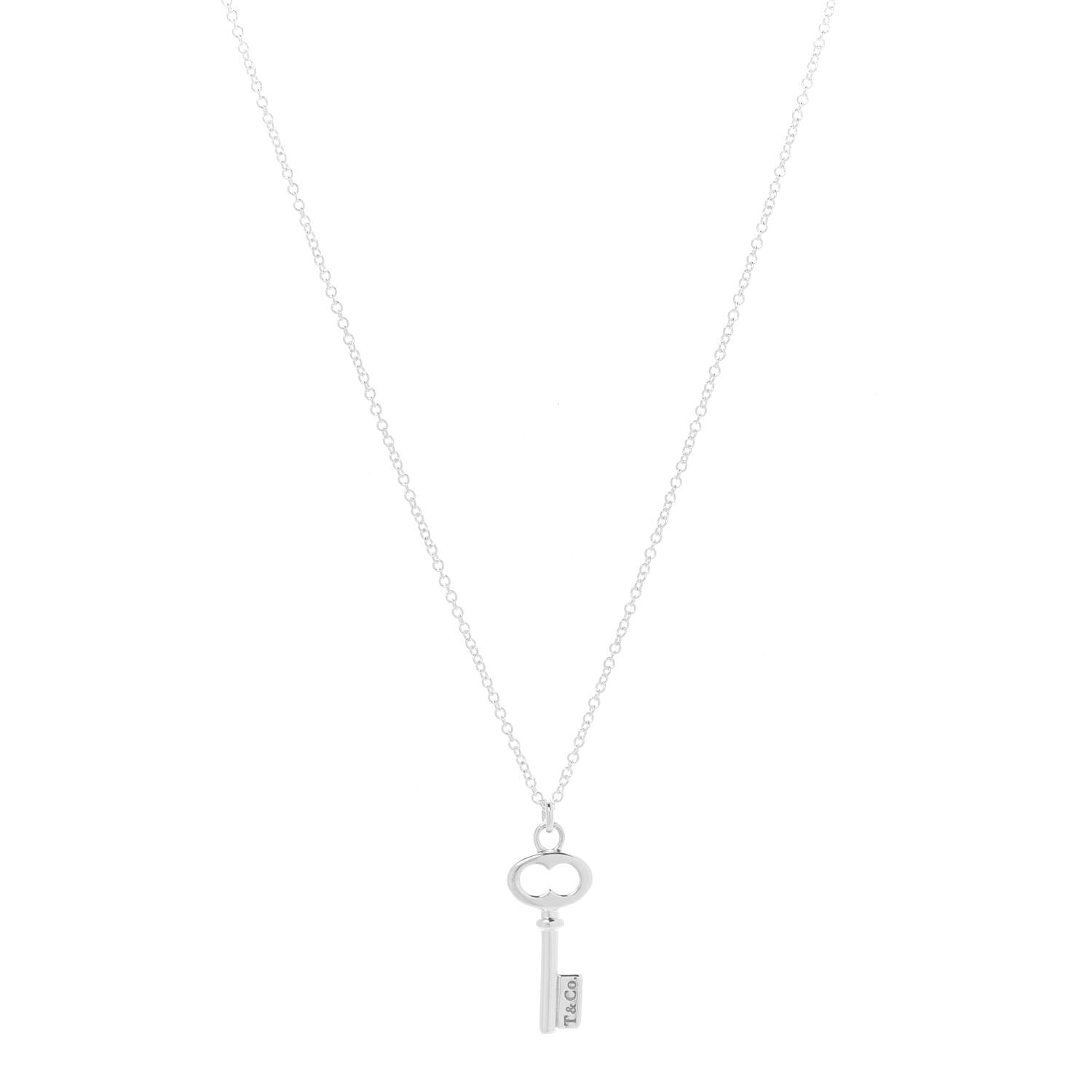 Tiffany Sterling Silver Mini Oval Key Pendant Necklace 1 of 7