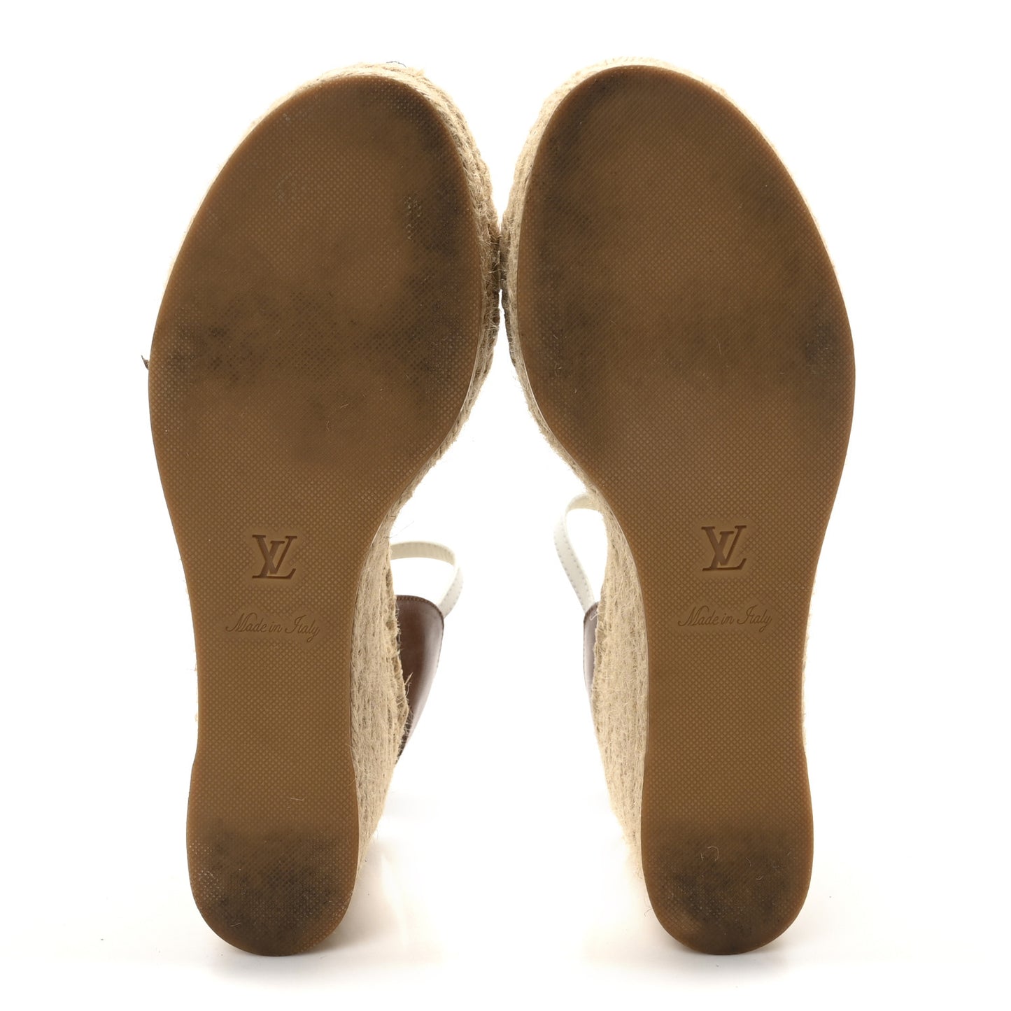 Calfskin Spring Hill Espadrille Wedge Sandals 39.5 White Brown