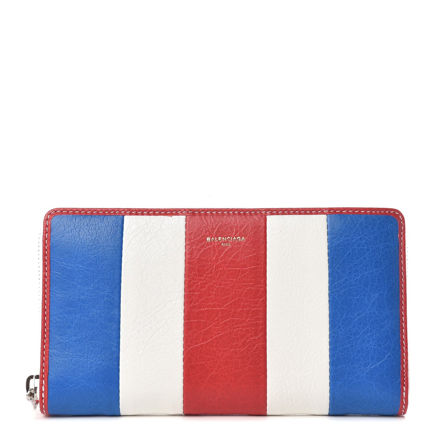 Balenciaga Agneau Arena Multicolore Bazar Continental Zip Around Wallet Bleu White Rouge 1 of 10
