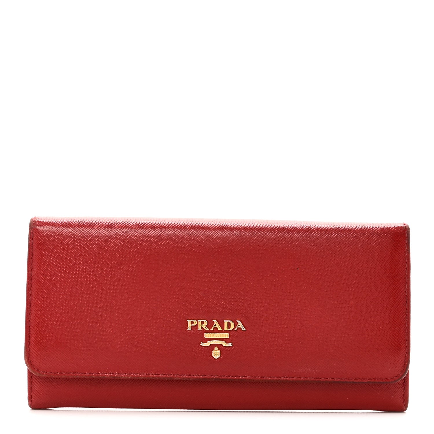 Prada Saffiano Metal Continental Flap Wallet Fuoco 1 of 9