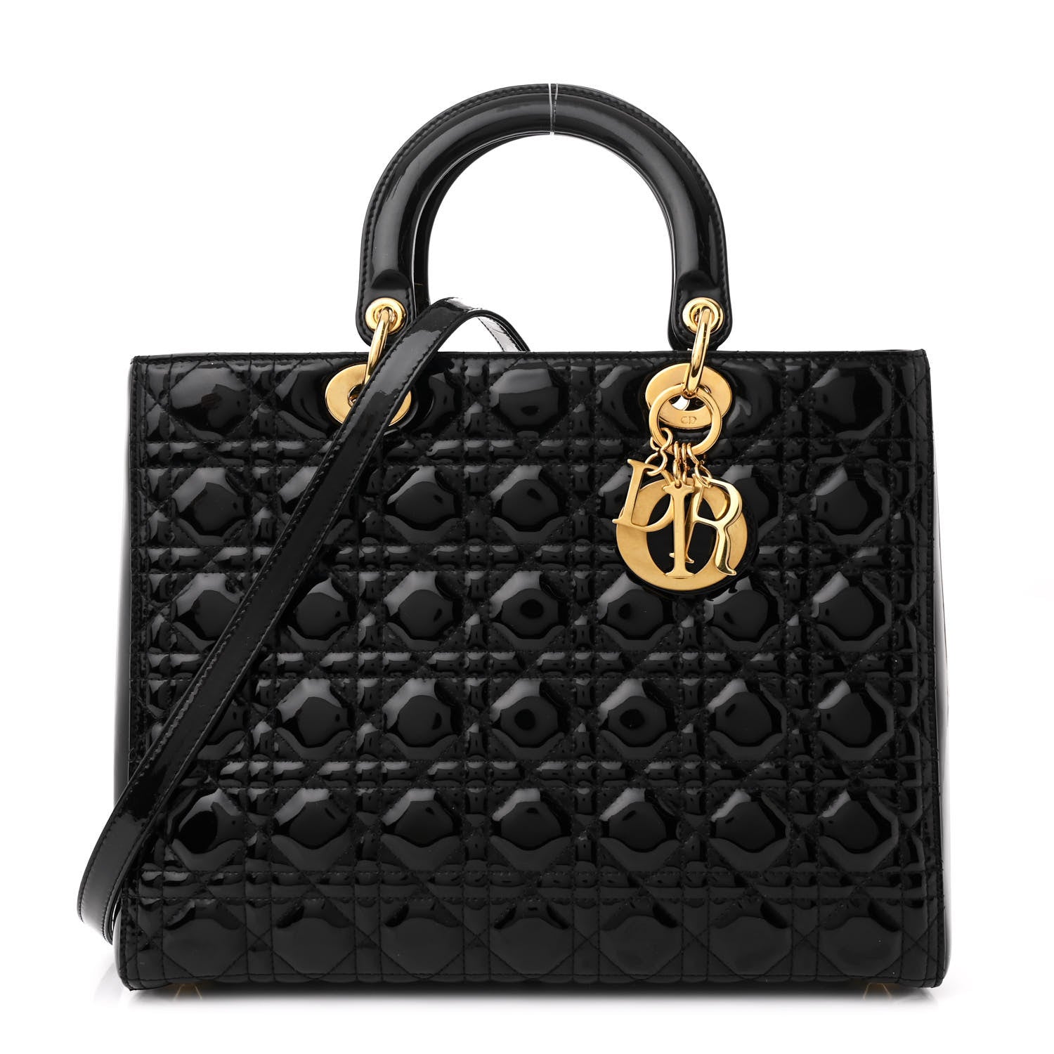 Christian Dior Patent Cannage Large Lady Dior Black 1 of 11