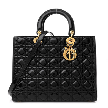 Christian Dior Patent Cannage Large Lady Dior Black 1 of 11