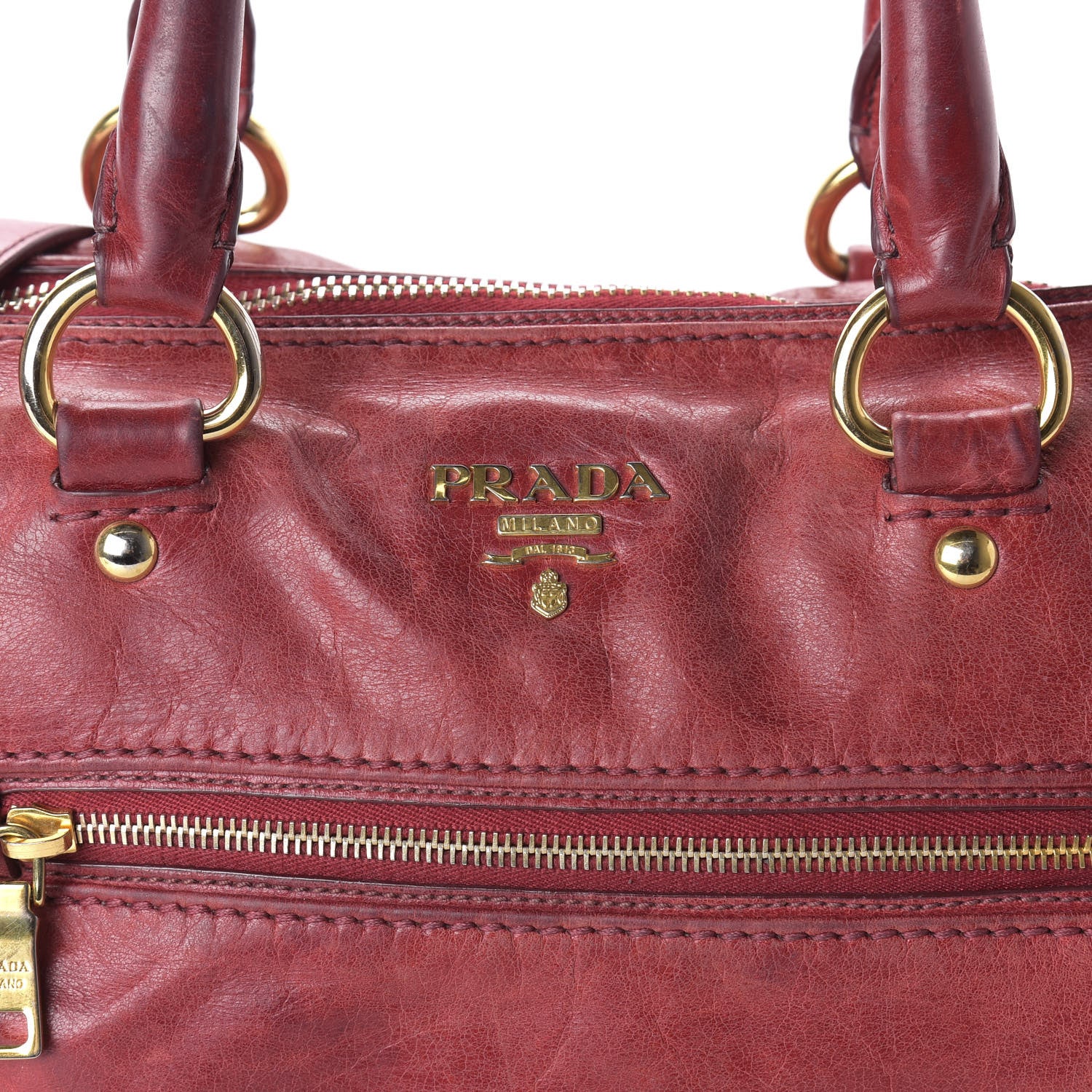 Prada Vitello Shine Shopping Satchel Red 9 of 9
