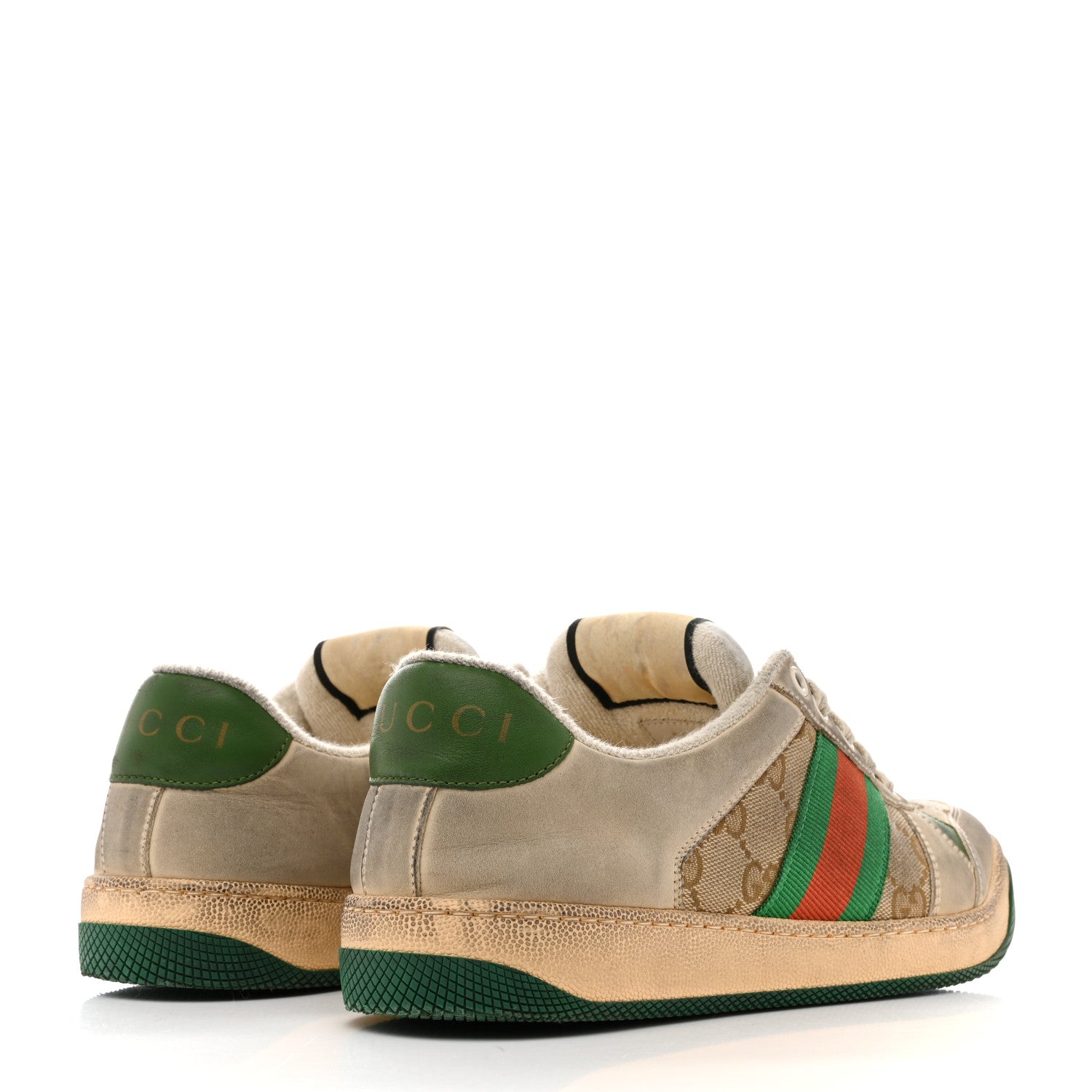 Gucci GG Monogram Nubuck Web Womens Screener Sneakers 39 New Sand Dusty Milk Vintage Green 38 New Sand Dusty Milk Vintage Green 8 of 39