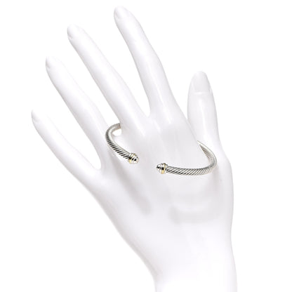David Yurman Sterling Silver 18K Yellow Gold 4mm Cable Classics Bracelet 2 of 4