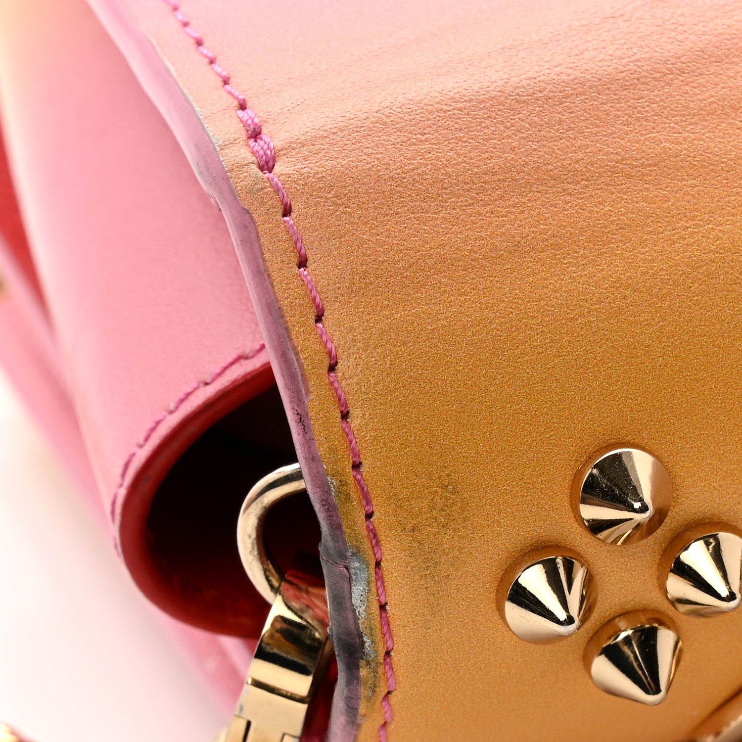 Christian Louboutin Calfskin Spikes Loubinthesky Paloma Wallet On Chain Degraftersun Gold 13 of 16