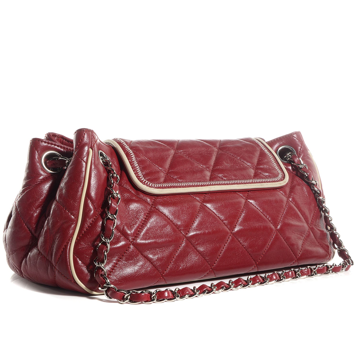 Chanel Lambskin Quilted East West Accordion Flap Red 3 of 8