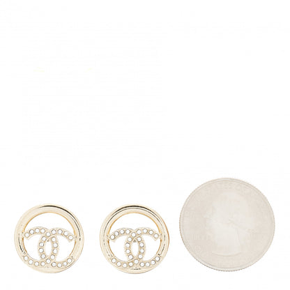 Chanel Crystal CC Round Earrings Gold 2 of 5