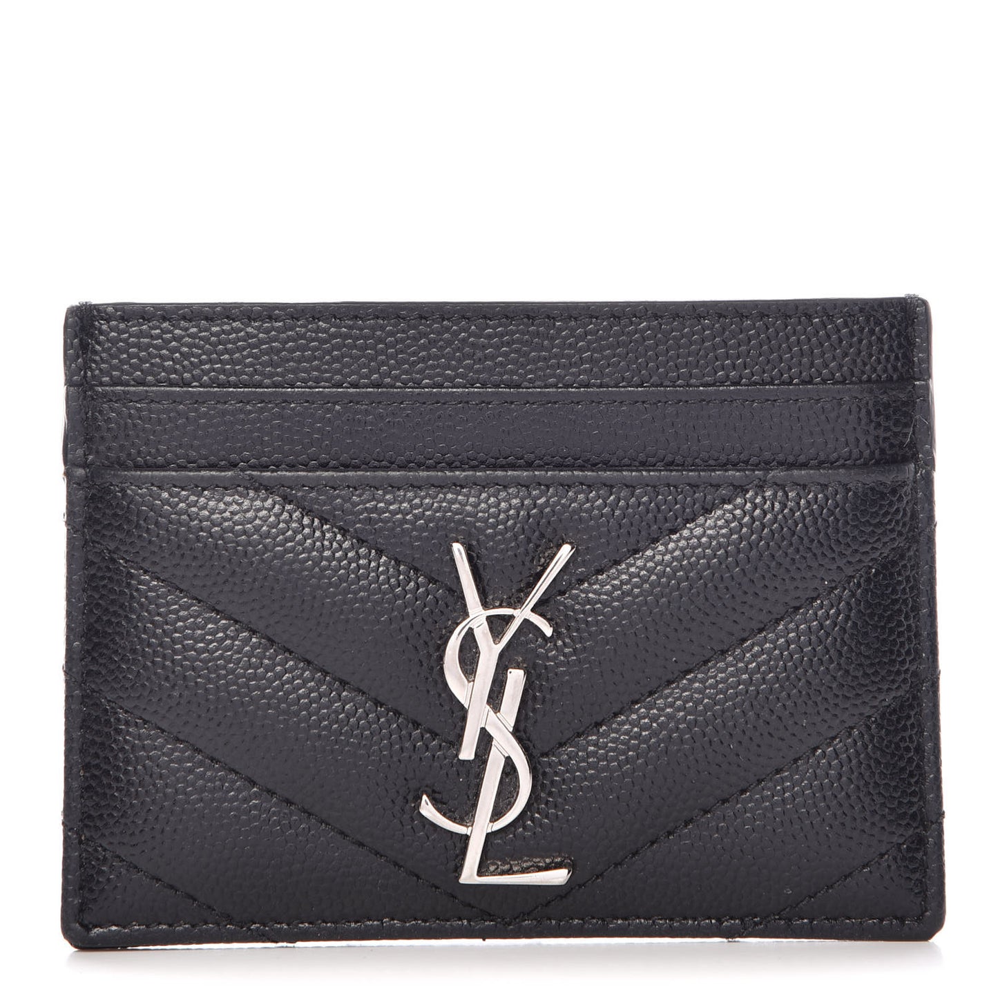 Grain De Poudre Matelasse Chevron Monogram Credit Card Case Black