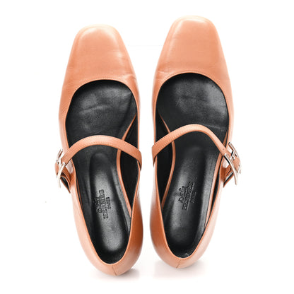Hermes Goatskin Jane Ballet Flats 37 Marron Alezan 2 of 9
