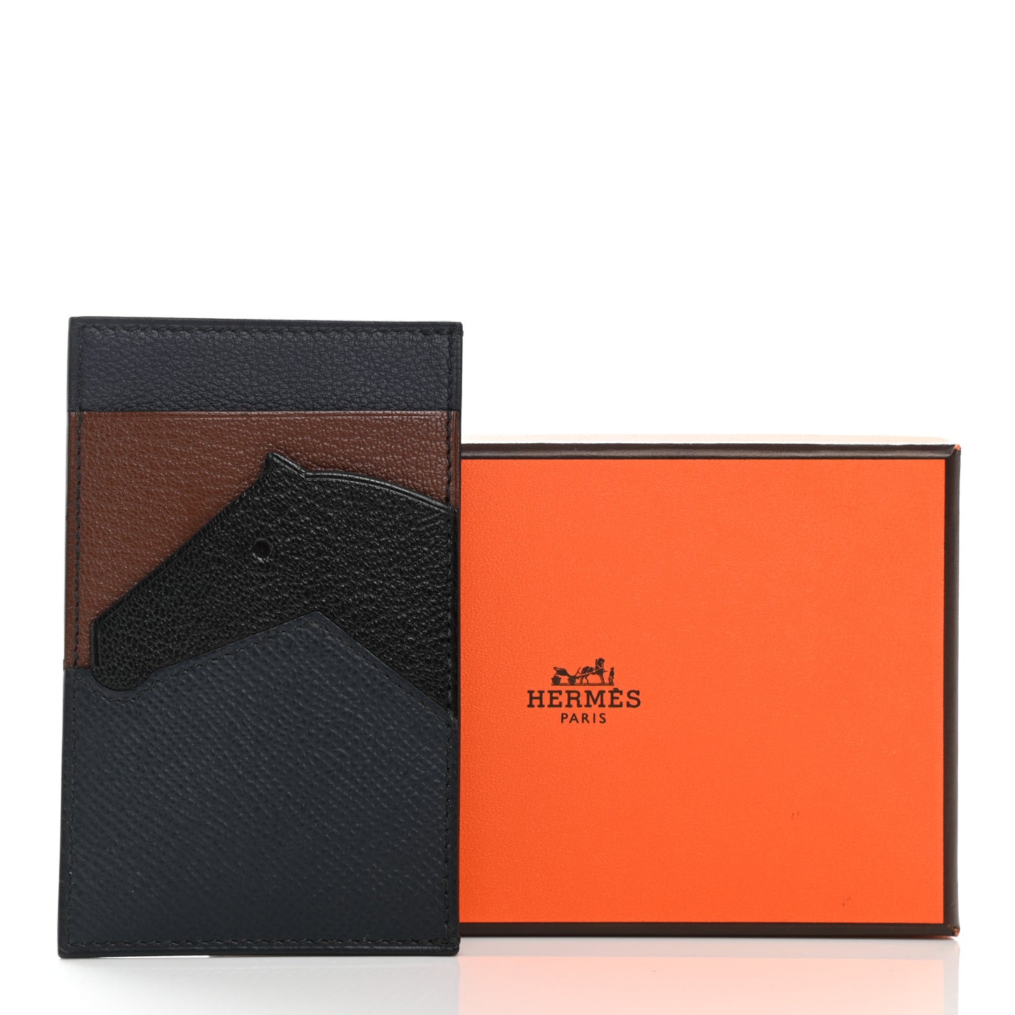 Epsom Evercolor Chevre Mysore Les Petits Chevaux Card Holder Bleu Indigo Bleu Nuit Gold Black