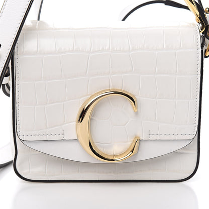 Chloe Calfskin Crocodile Embossed Mini C Double Carry Brilliant White 10 of 11