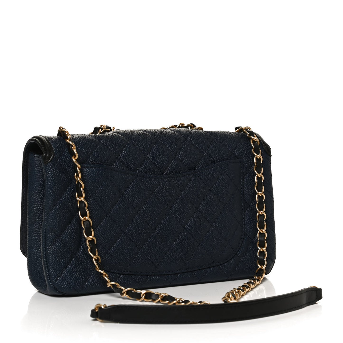 Caviar Quilted Medium CC Filigree Flap Navy Black