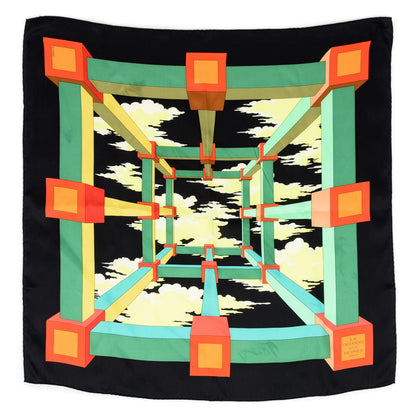 Hermes Silk Perspective II Cassandre Scarf 70 Noir Vert Rouge Orange 2 of 4