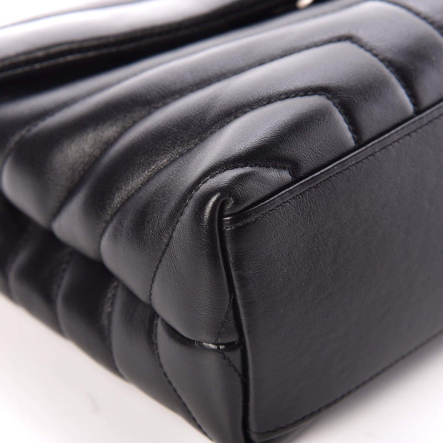 Calfskin Y Quilted Monogram Small Loulou Chain Satchel Black