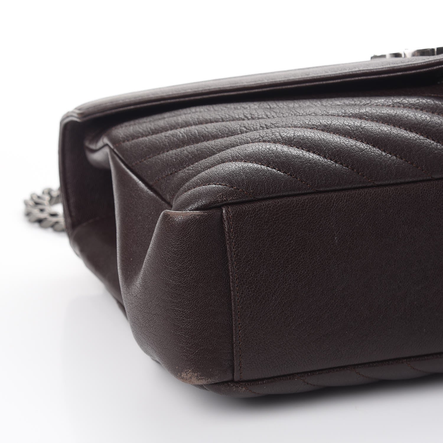 Saint Laurent Sheepskin Matelasse Chevron Monogram Large College Satchel Black Tulip 15 of 17