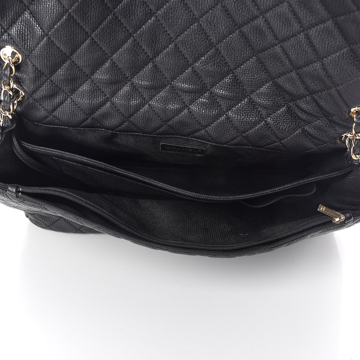 Calfskin Quilted XXL Travel Flap Bag Black