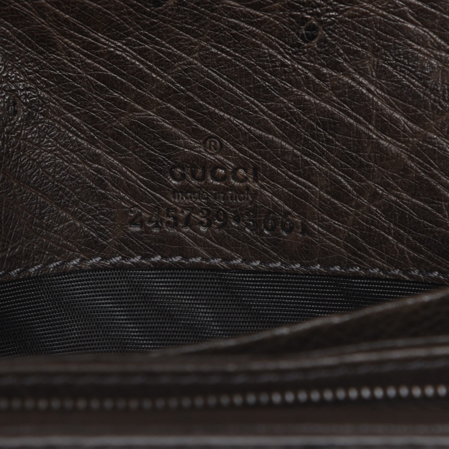 Gucci Ostrich 1973 Continental Clutch Wallet Cocoa Brown 6 of 6