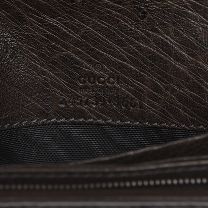 Gucci Ostrich 1973 Continental Clutch Wallet Cocoa Brown 6 of 6