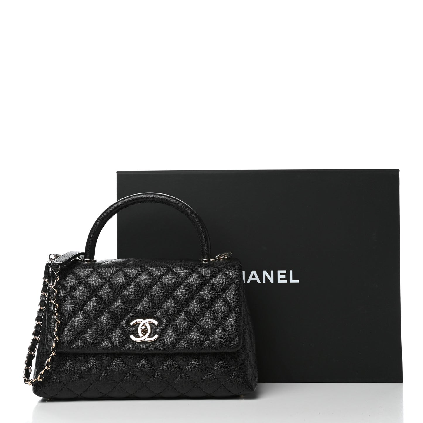 Caviar Quilted Small Coco Handle Flap Black