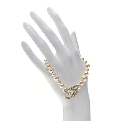 Chanel Pearl Crystal CC Camellia Bracelet Gold 2 of 5