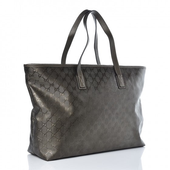 Gucci Imprime Monogram Medium Zippered Shopping Tote Pewter 3 of 12