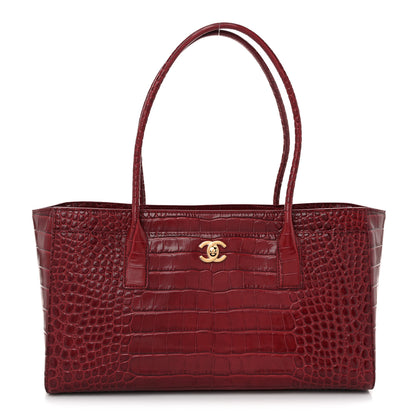 Chanel Calfskin Crocodile Embossed Archetype Small Shopping Tote Burgundy 1 of 11