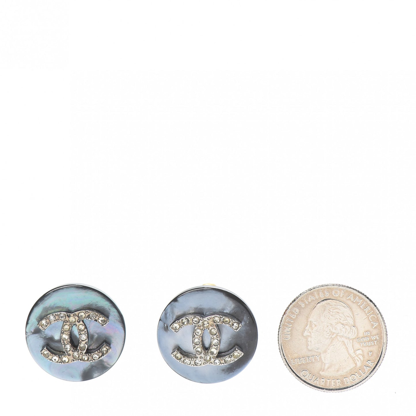 Abalone Crystal CC Clip On Earrings