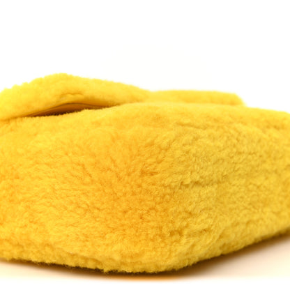 Celine Fluffy Shearling Triomphe Claude Chain Shoulder Bag Yellow 10 of 11