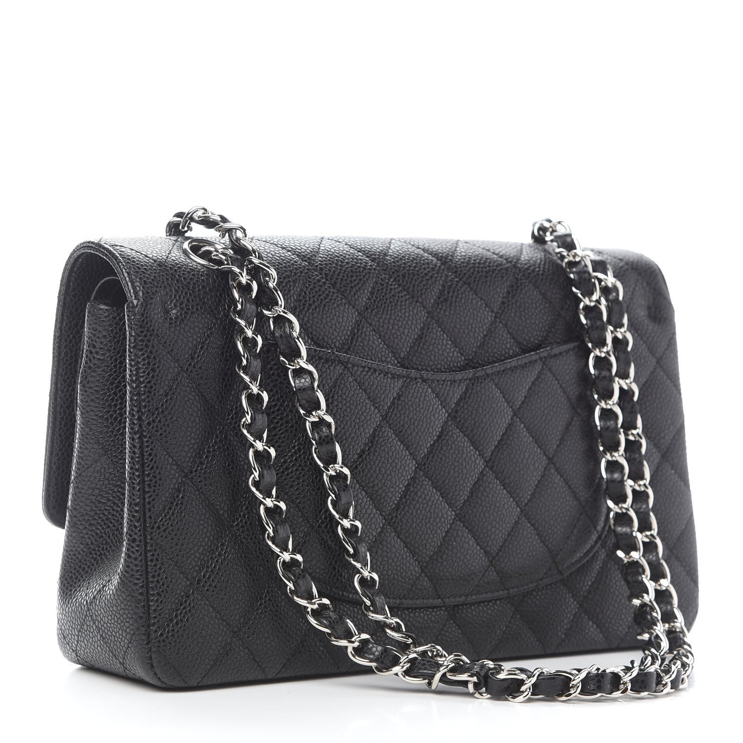 Caviar Quilted Medium Double Flap Black