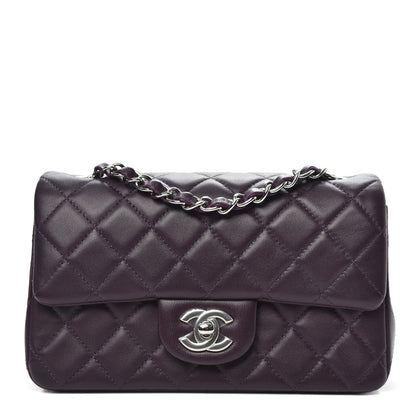 Chanel Lambskin Quilted Mini Rectangular Flap Dark Purple 1 of 12