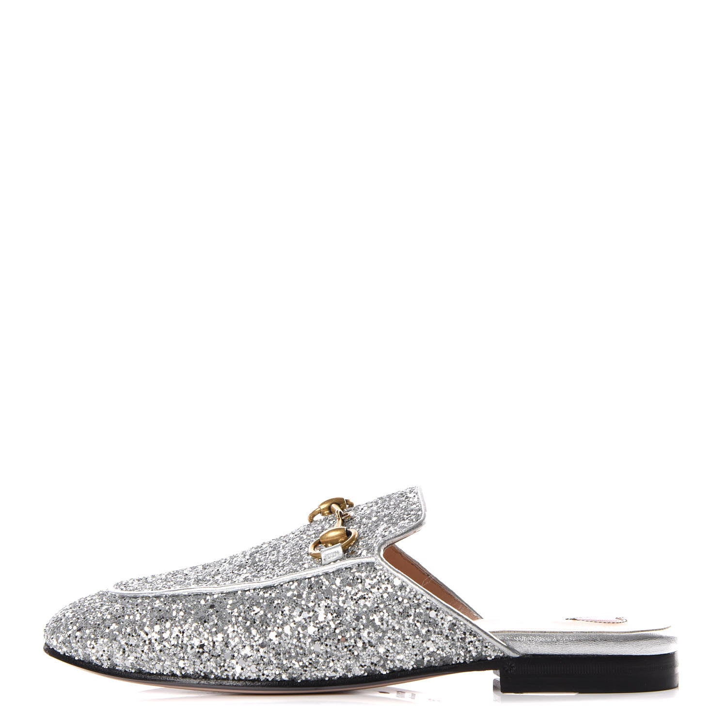 Gucci Glitter Womens Princetown Slippers 35 Silver 1 of 8